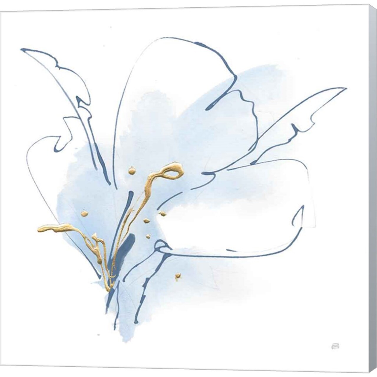 Blue and Gold Floral II by Chris Paschke 12" x 12" Canvas Wall Art